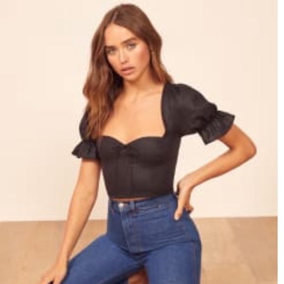 Reformation Tops - Reformation Black Capulet Top size 4